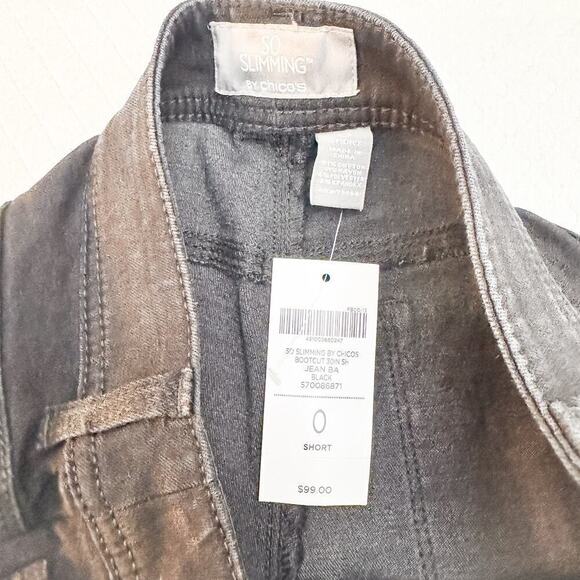 Chicos So Slimming Bootcut Black Denim Jeans Size 0 Short NWT - Picture 7 of 9